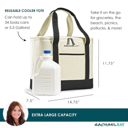 Bolso de lona térmico aislado Rachael Ray, color marfil