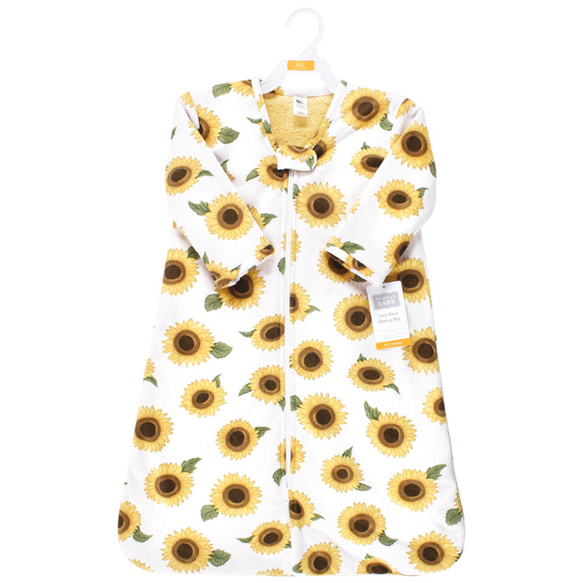 Hudson Baby Unisex Baby Long Sleeve Plush Faux Fur Sleeping Bag, Wearable Blanket, Sunflower, 0-6 Months, Sunflower, 0-6 Months