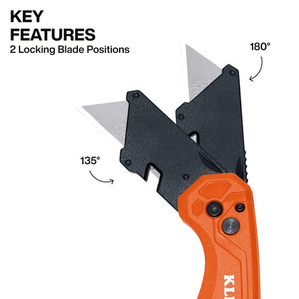 Klein Tools 44312 2-Piece Folding Utility Knife and Slide-Out Knife Set, FLICKBLADE, Retractable with On-Tool Blade Storage, Includes 5 Blades