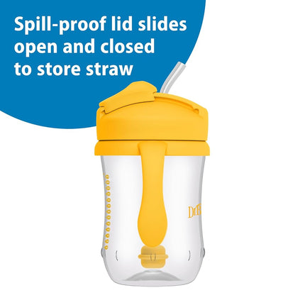 Dr. Brown's Milestones Baby's First Straw Cup, Training Cup with Weighted Straw, 9oz/270mL, Dark Blue/Vintage Yellow, BPA Free, 6m+, 2 Pack