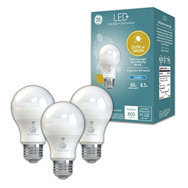 GE LED+Dusk to Dawn A19 LED Bulbs, Auto On/Off Out