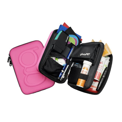 Glucology Diabetes Travel Case, Storage Organiser for Glucose Monitor Kit, Insulin Pen, Blood Sugar Test Strips, and Other Diabetic Care Supplies, Premium & Durable Hard Case (Pink, Large)