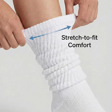 HUE Women's Slouch Sock 3 Pair Pack, White/White/White, One Size (Pack of 3)