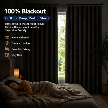 Deconovo Blackout Room Darkening Thermal Insulated Curtains, Energy Efficient & Noise Reducing Grommet Window Drapes for Bedroom, Living Room, Nuresrey, Kids Room, 42x90 Inch, 2 Panels, White