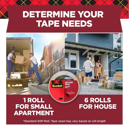 Scotch Packaging Tape, 6 Rolls, 1.88 in x 54.6 yd (48 mm x 50 m), Ultra Clear
