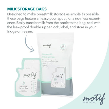 Motif Medical Breastmilk Storage Bags, 100 Count
