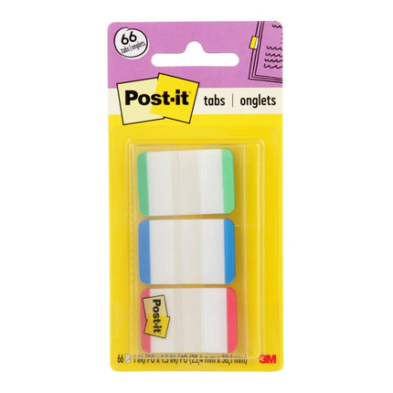 Post-it Tabs, 1 in, Lined, Green, Blue, Red, 22 Tabs/Color, 66 Tabs/On-The-Go Dispenser (686L-GBR)