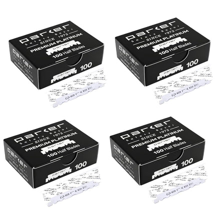 Parker Premium Platinum 1/2 Blades, 400 COUNT - For Professional Barber, Shavette and Disposable Straight Razors