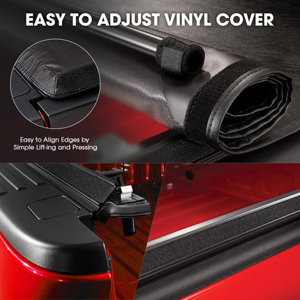 DNA MOTORING TTC-RU-005 Cubierta de lona enrollable de vinilo suave [para Ford Super Duty 6.5Ft 99-18]