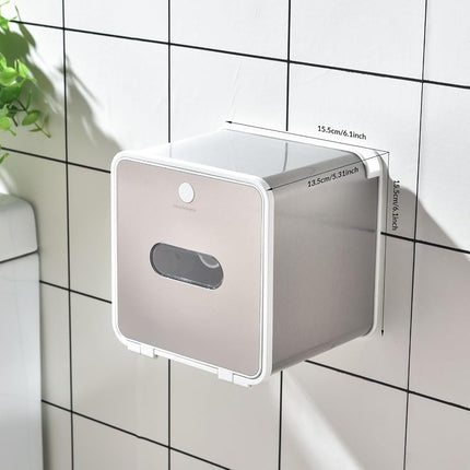 simpletome Toilet Paper Holder Wall Mount with Shelf Waterproof Adhesive or Drilling Install (Silvery, SUS304+ABS Plastic)