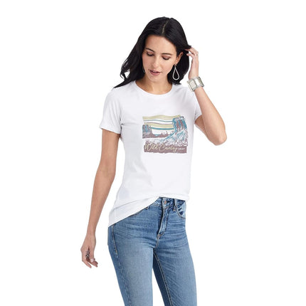 ARIAT Women's Monument Sunset Tee, White Heather, XX-Large