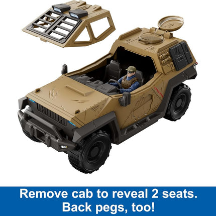 Mattel Jurassic World Truck & Einiosaurus Dinosaur Action Figure Toy with Flip Roll Feature, Mission Mayhem Destruction Vehicle, HRX52