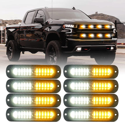 Xprite White Amber 12 LED Emergency Strobe Lights 