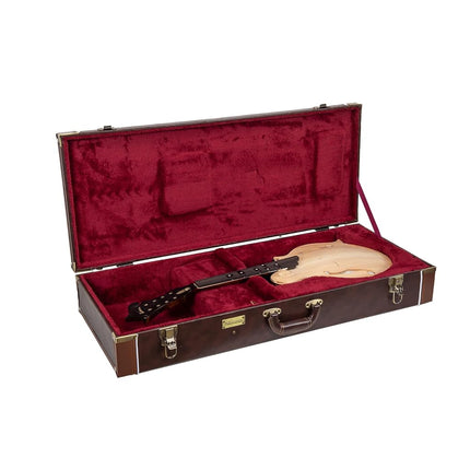 Crossrock Wooden Rectangular Case for F-style mandolas by Gibson and Eastman, with Interior Compartment-Stainless Steel Latches, Sponge Lining, Metal Feet-Vintage Brown (CRW620MLBR-R)