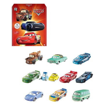 Mattel Disney Pixar Cars Mini Racers Die-Cast Paquete de 10 Vehículos, Juguetes de Carreras en Miniatura Para Correr, Pequeños, Portátiles, Juguetes de Automóviles Coleccionables Basados en las Películas de Cars, Para Niños de 3 Años en Adelante, HBW15