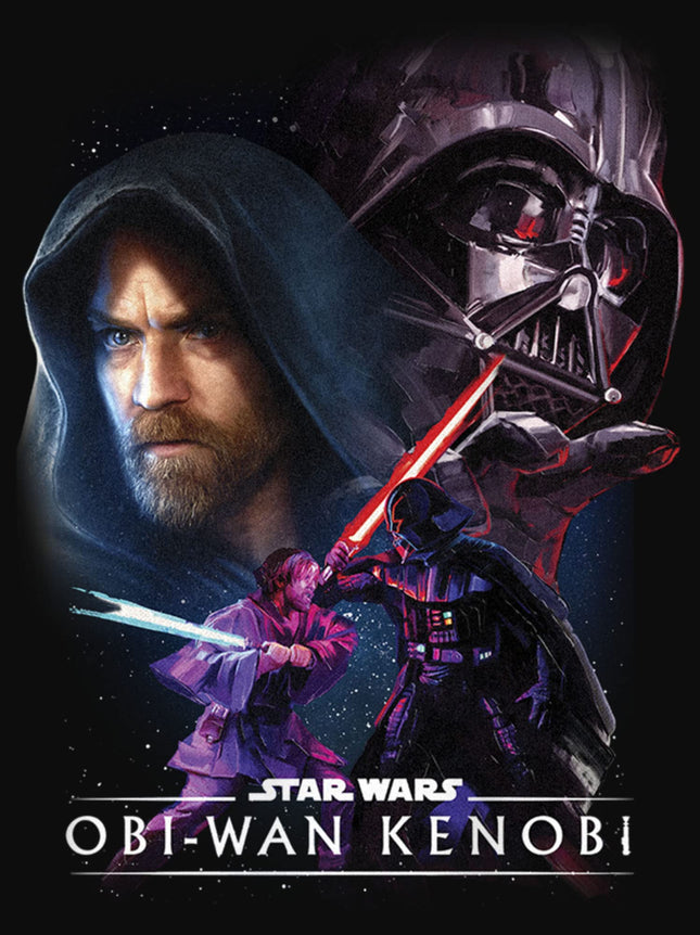 STAR WARS Camiseta sin mangas con espalda cruzada para mujer, OBI Wan Big Face Off, juvenil, color negro, talla grande