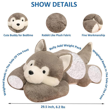 ronivia Weighted Stuffed Animals, 29.5" 6.2lbs Weighted Husky Stuffed Animal Toy Cute Huskies Plush Pillow Weighted Plush Animals Toy