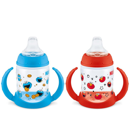 NUK Learner Cup, 5oz, Pack of 2, Sesame Street, Elmo and Cookie Monster � Soft Spout, Easy-Grip Handles, BPA Free, Spill Proof Transition Sippy Cup