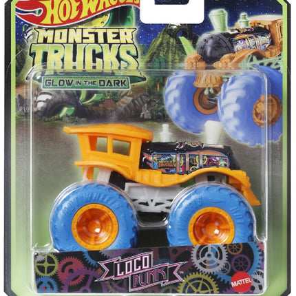 Hot Wheels Monster Trucks - (Loco Punk que brilla en la oscuridad JFX20)