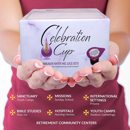 Celebration Cup Pre-Filled Communion (Box of 100). Wafer & Juice All in One Communion Set