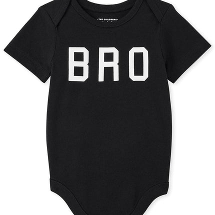 The Children's Place unisex-baby Short Sleeve 100% Cotton Family Bodysuits, Bro, 3-6 Months