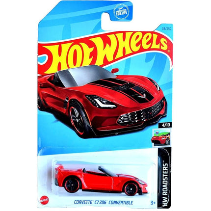 Hot Wheels Corvette C7 Z06 Convertible, HW Roadster 4/10 Red