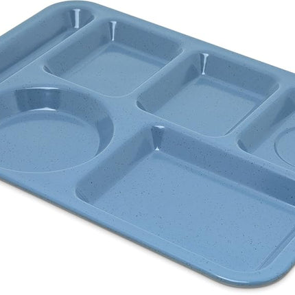 Carlisle 4398192 Left-Hand Heavy Weight 6-Compartment Cafeteria/Fast Food Tray, 10" x 14", Sandshade