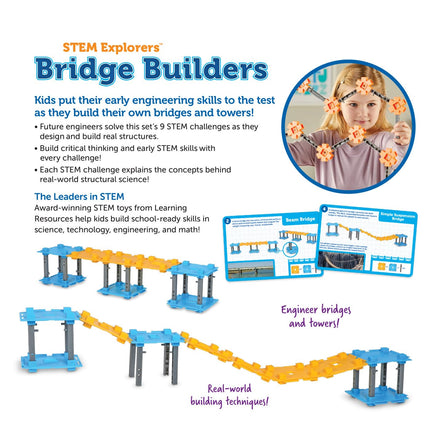 Learning Resources STEM Explorers Bridge Builders, 72 Pieces, Ages 5+, Building Toys, Kits, Projects, Build It Yourself Toys