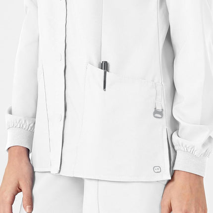 WonderWink Women's Crew Neck Warm Up Jacket, White, Small