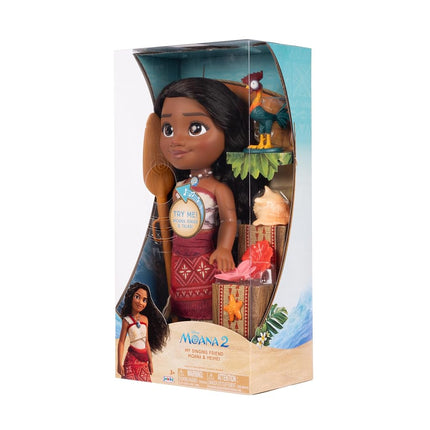 Moana 2 Disney Moana Singing Doll, Large Size, Movable Figure, 40 cm, Song Blue Light, Polynesian Outfit - Hairdressable Hair - Toy for Girls from 3 Years