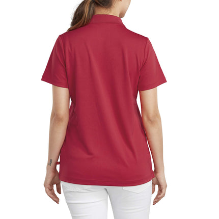 Camisa tipo polo de alto rendimiento Dickies para mujer con protección Silvadur, rojo manzana, talla grande