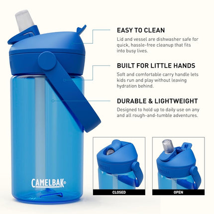 Camelbak THRIVE FLIP STRAW KIDS 415 ml – sport bottle – leak-proof – child-friendly size – easy drinking spout – ideal for on the go – True Blue, size: OS