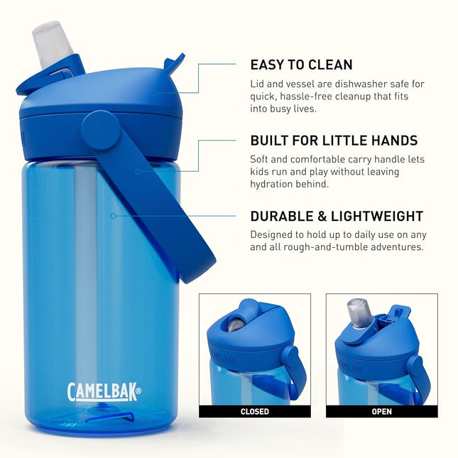 Camelbak THRIVE FLIP STRAW KIDS 415 ml – sport bottle – leak-proof – child-friendly size – easy drinking spout – ideal for on the go – True Blue, size: OS