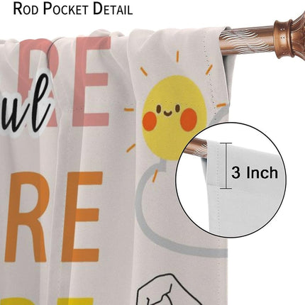Kids Quotes Curtains, Cartoon Puzzle Rainbow Sun Flower Star Color Educational Happy Window Treatments, Thermally Insulated Drapes For Nursery Boys Girls Living Room Bedroom 41x63.5in（No Blackout）