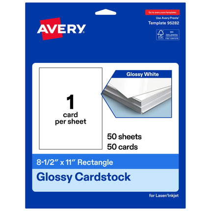 Avery Printable Rectangle Cardstock, 8.5" x 11", G