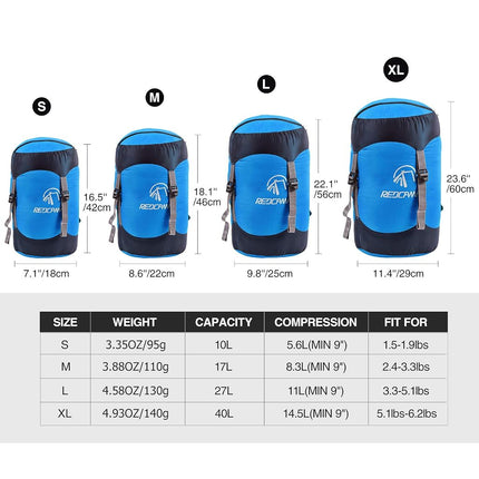 REDCAMP 15/25/35L Nylon Compression Stuff Sack for Sleeping Bag, Lightweight Compact Compression Bag for Camping Outdoor Hiking Backpacking Travelling, Blue (Blue S)