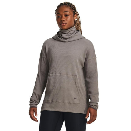 Under Armour Women's Waffle Funnel Hoodie, (295) Pewter / / Ash Taupe, XS