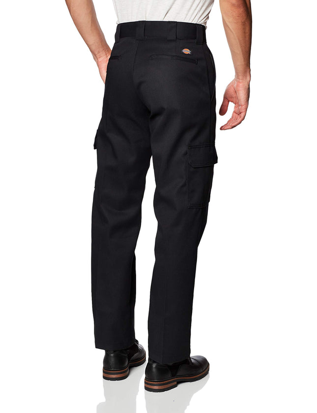 Dickies Men's Relaxed Fit Straight Leg Cargo Work Pant, Black, 38x30
