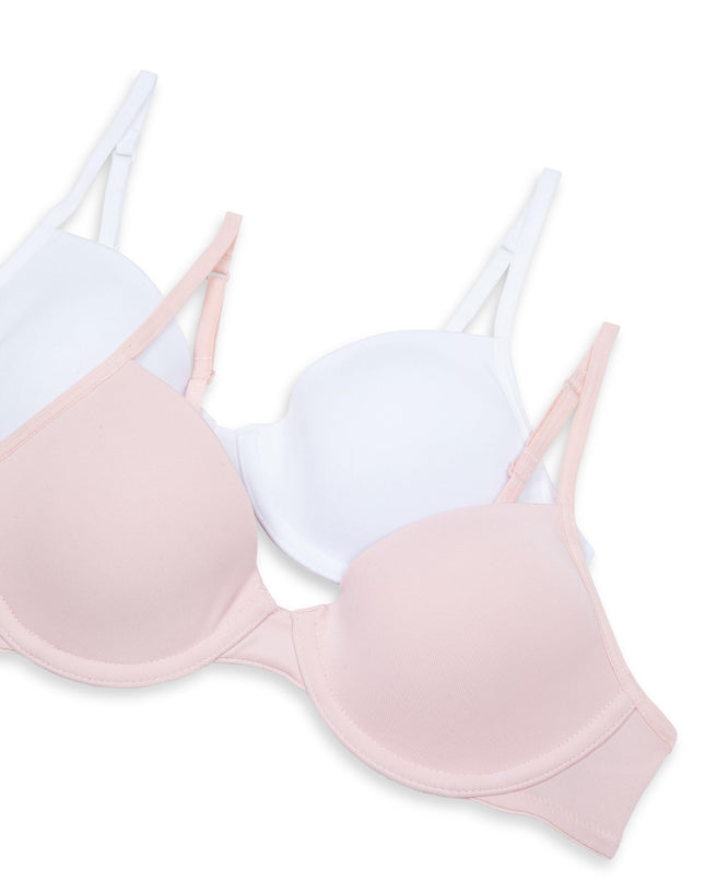 Hanes Girls' Molded Underwire Bra 2 Pack, Rosy/White, 38A