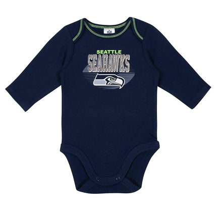 Gerber Unisex Baby Standard NFL 2 Pack Long Sleeve Onesie Bodysuit, Team Color, 0-3 Months