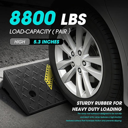 DNA MOTORING 2pcs 5.5" Rise Rubber Arrow Curb Ramp Heavy Duty Loading Threshold Ramp 37.4 in L x 13.8 in W x 5.5 in H for Loading Dock, Warehouse, Wheelchair, Motorcycles, Cars, TOOLS-00651
