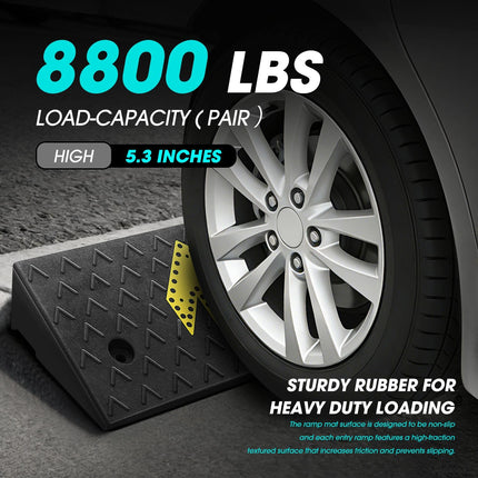 DNA MOTORING 2pcs 5.5" Rise Rubber Arrow Curb Ramp Heavy Duty Loading Threshold Ramp 37.4 in L x 13.8 in W x 5.5 in H for Loading Dock, Warehouse, Wheelchair, Motorcycles, Cars, TOOLS-00651