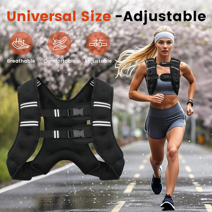 Poudee Weighted Vest, 12 lbs Weight Vest for Men Women, Adjustable Body Weight Vests with Reflective Stripe for Strength Training, Running, Training, Running,