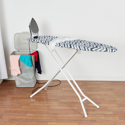 Ironing Board Cover and Pad (Blue Chevron), 100% Cotton with Ultimate Double Padding by Seymour Home Products; Fits Full Size Board | Stain and Scorch Resistant; Elastic Edge | Laundry Accessories