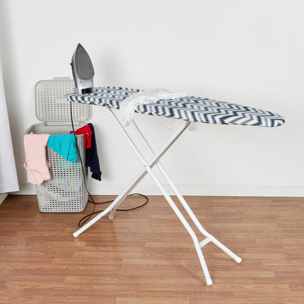 Ironing Board Cover and Pad (Blue Chevron), 100% Cotton with Ultimate Double Padding by Seymour Home Products; Fits Full Size Board | Stain and Scorch Resistant; Elastic Edge | Laundry Accessories