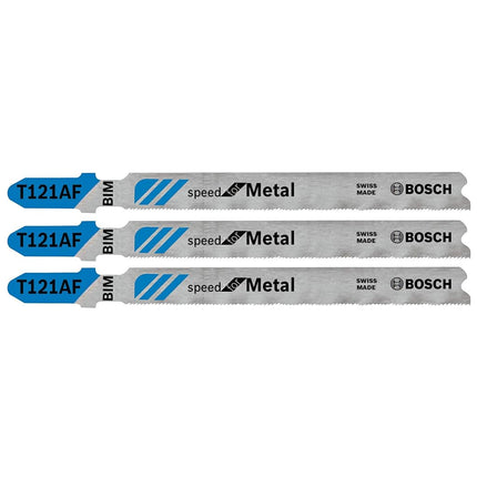 Bosch T121AF3 3-Piece 3-5/8 In. 21 TPI Speed for Metal T-Shank Jig Saw Blades