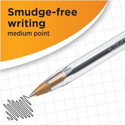 BIC Cristal Original Blue Pens - Medium Point (1.0mm) Ballpoint Biros Pens Multipack - Pack of 10