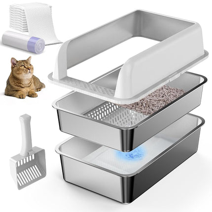 Stainless Steel Closed Litter Tray with Lid, XL Pi