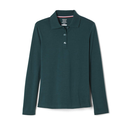 Polo de punto ajustado de manga larga para niña French Toast con cuello picot - Verde, 18/20