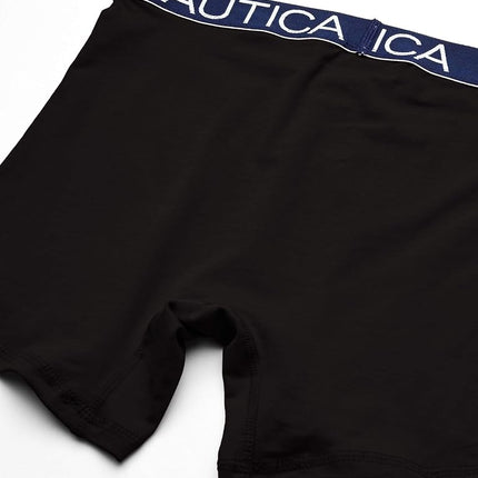 Nautica Men's Cotton Stretch 4 Pack Boxer Brief, Black, Large
